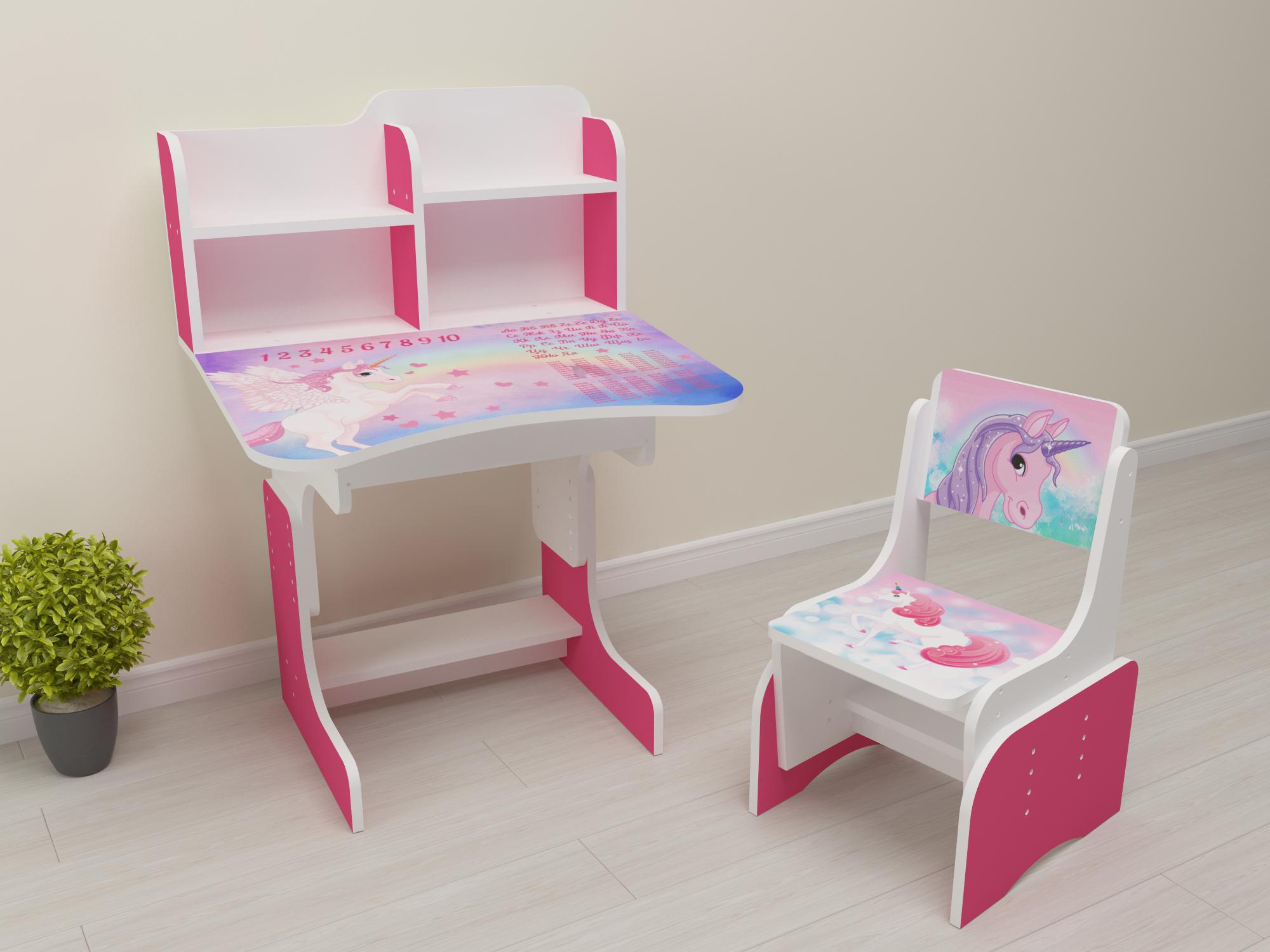 Комплект парта і стілець-трансформери Пегас від 3 років Малиновий (004)