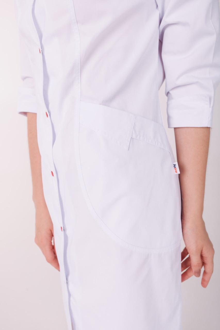 Халат TopLine Арізона рукав 3/4 кнопка р. 42 Білий/Червоний (12820-(42)б.-черв.кн.) - фото 3 Халат TopLine Арізона рукав 3/4 кнопка р. 42 Білий/Червоний (12820-(42)б.-черв.кн.) - фото 3