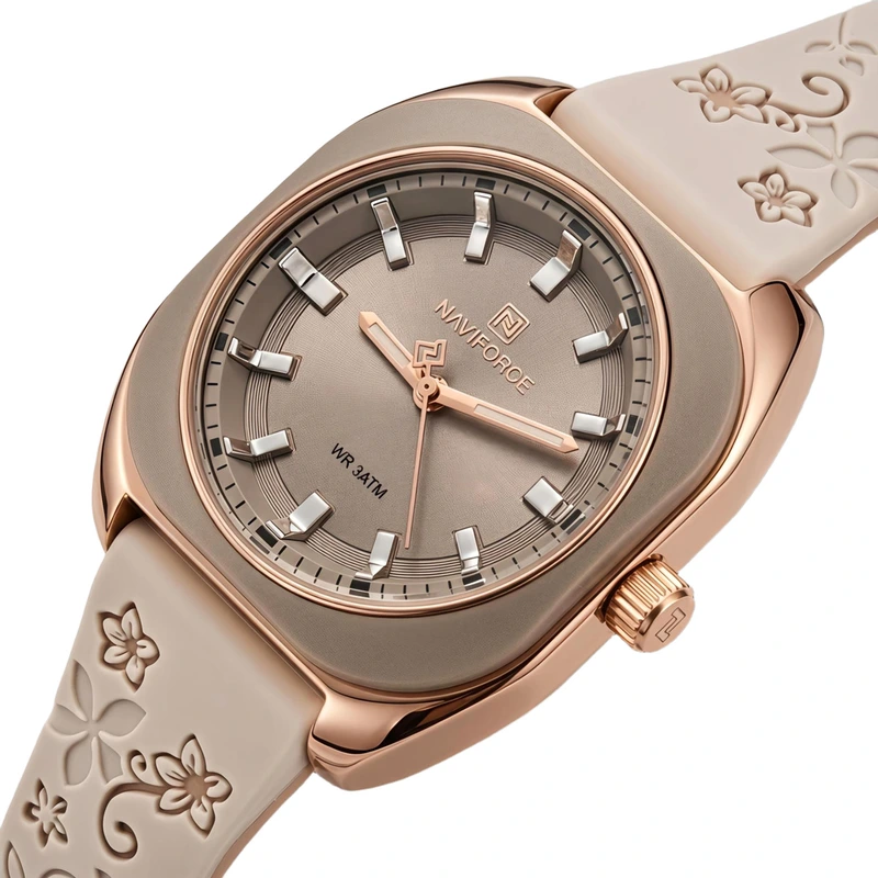 Наручний годинник Naviforce Mira Beige Flower 2 ремінці (62609)