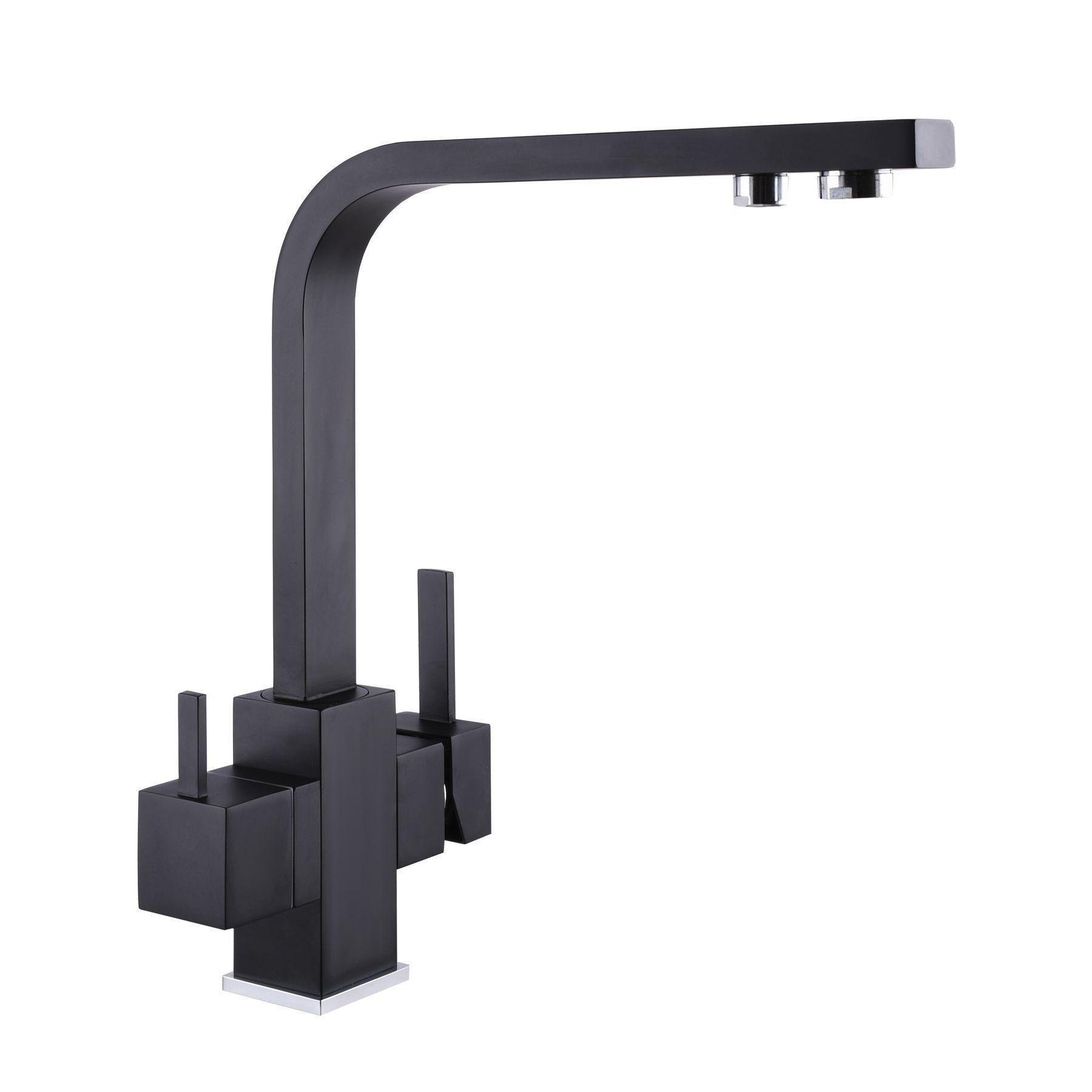 Змішувач для кухні на два виходи фільтр/вода GLux LAZER GLLR-0111-10- BB Чорний (21849) Змішувач для кухні на два виходи фільтр/вода GLux LAZER GLLR-0111-10- BB Чорний (21849)