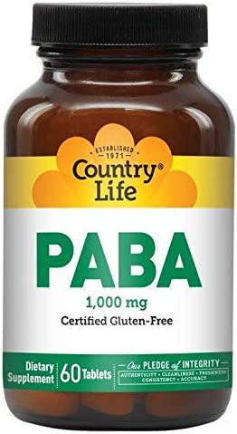 Пара-аминобензойная кислота Country Life PABA 1,000 mg 60 Tablets