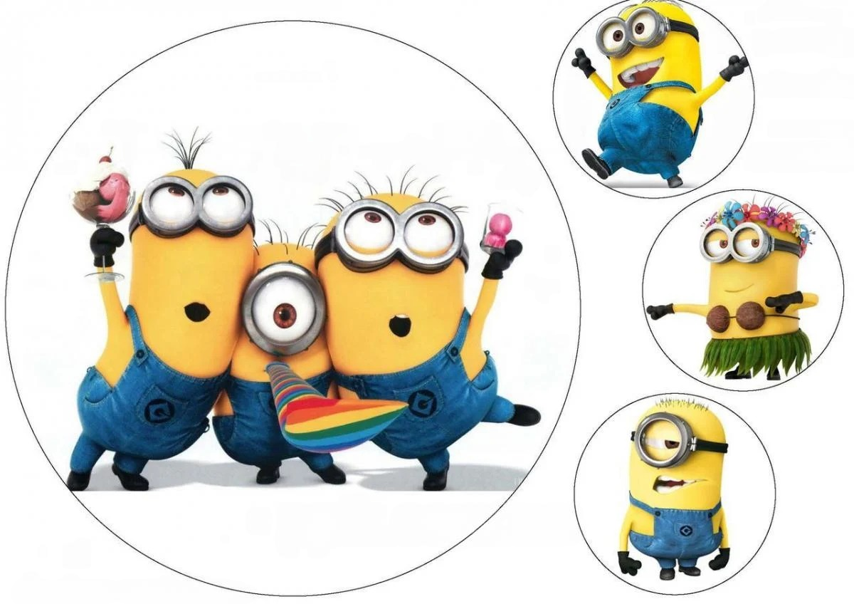 Картинка на торт вафельна Міньйони 1 (6142)