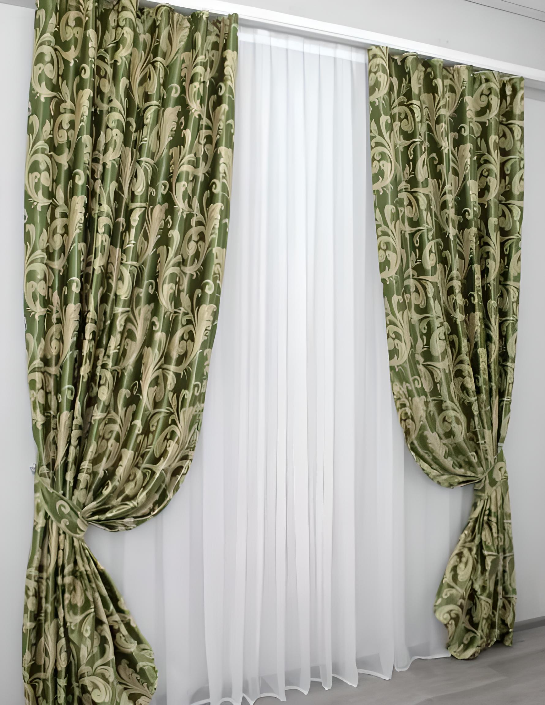 Комплект штор блекаут 1,5x2,7 м 2 шт. Зеленый/Золотистый (998ш А)