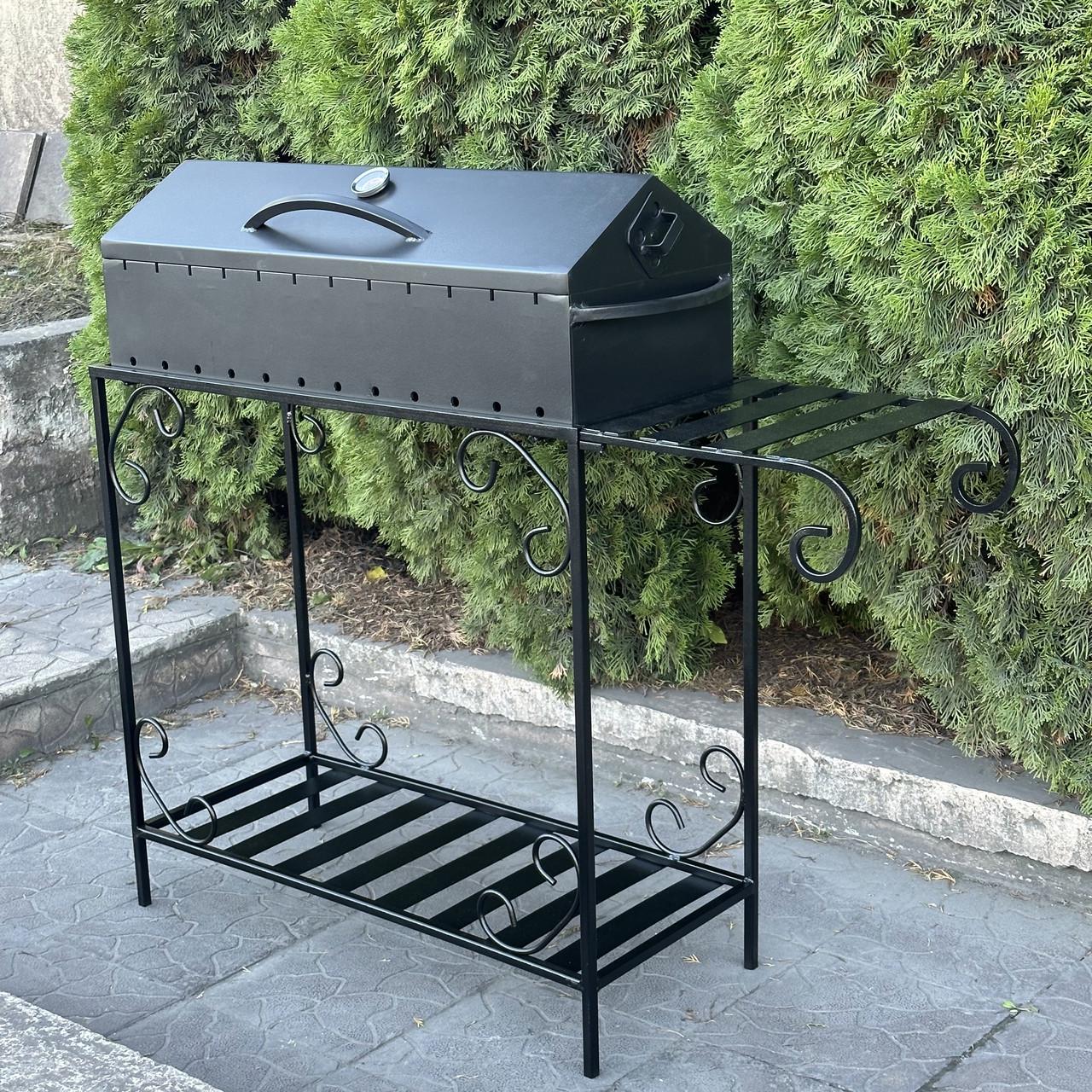 Мангал-барбекю Metalzavod Гефест на 12 шампурів 3 мм на дровниці 132,5х36,5х106,5 см (MBD12-3) - фото 4