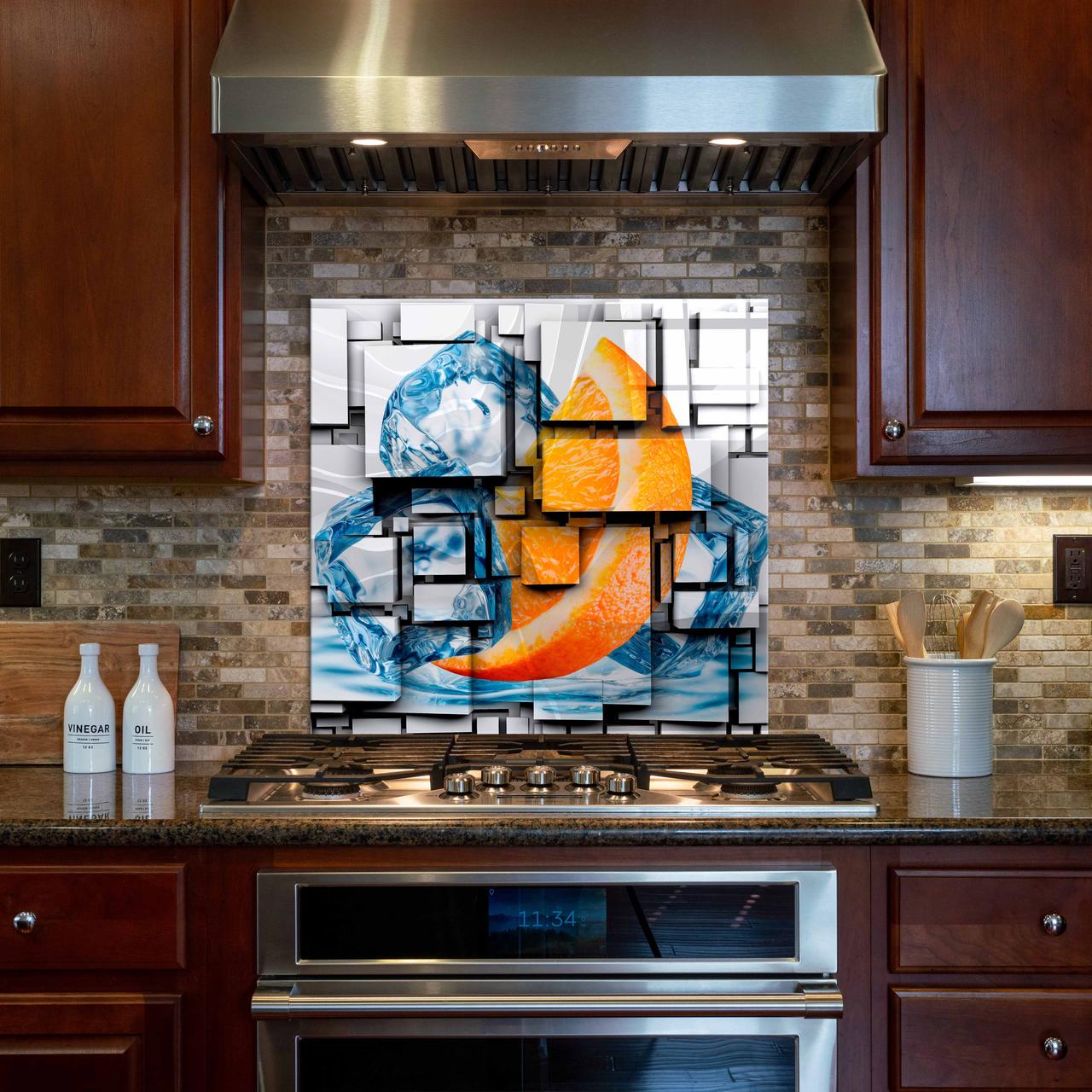 Стеклянная панель для кухни NovellaPrint Выступ цитруса 50х50 см (1037.4)