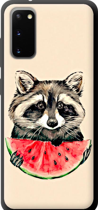 Чехол на Samsung Galaxy S20 Енотик с арбузом (4605b-1824-42517) Чехол на Samsung Galaxy S20 Енотик с арбузом (4605b-1824-42517)