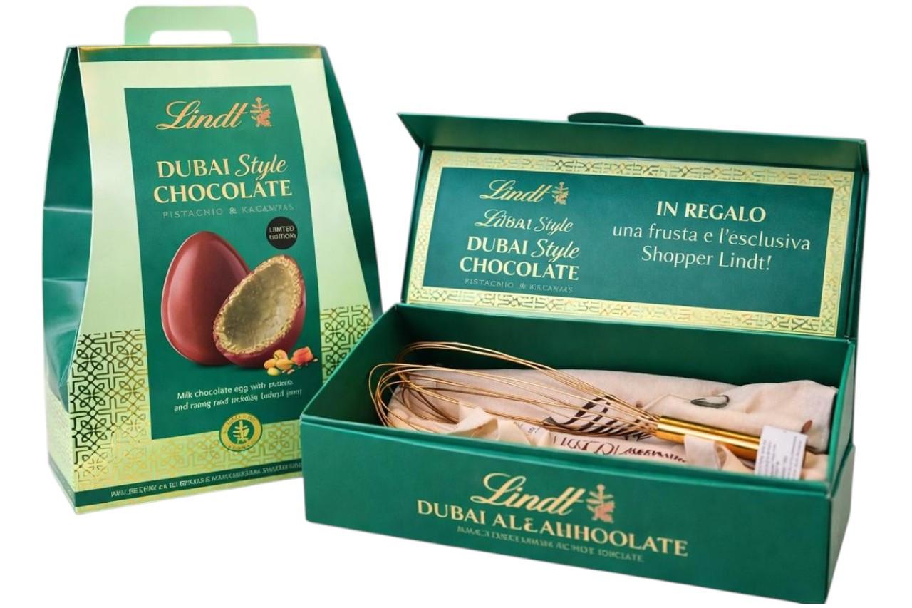 Шоколадное яйцо Lindt Dubai Style Milk Chocolate Egg та венчик и шопер в подарок 580 г (2992251282)