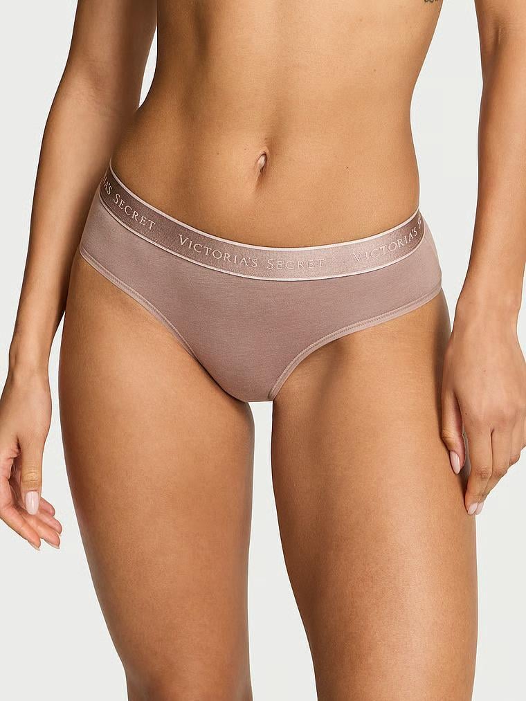 Трусики хипстеры Victoria's Secret Logo Cotton Hiphugger Panty Iced Coffee M Коричневый (27273415)