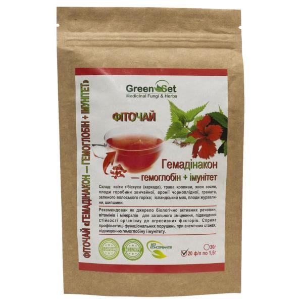 Заменитель питания Green Set Фиточай Гемодинакон Гемоглобин+Иммунитет 1,5 г х20 пакетиков (000024670)