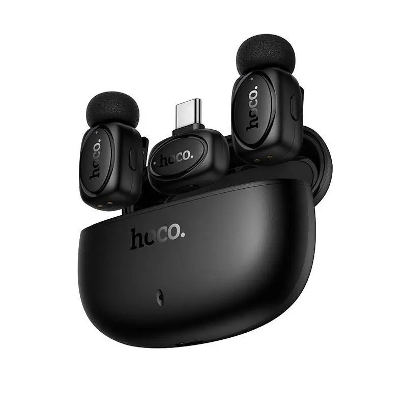 Микрофон петличный беспроводной Hoco L19 2 шт. и приемник Type-C/Lightning Black (30167695)