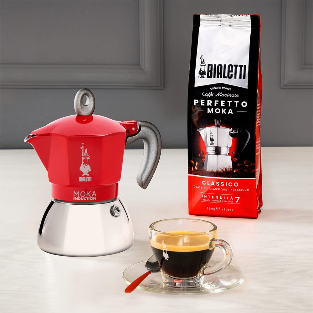 Гейзерная кофеварка Bialetti New Moka induction на 6 чашек 150 мл для индукционной плиты Красный (0006946) - фото 3