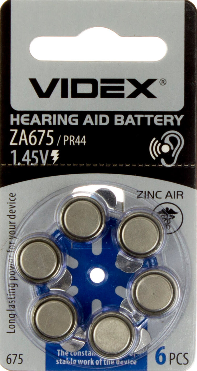 Батарейки для слуховых аппаратов Videx ZA675 PR44 (1101)