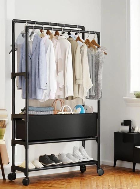 Стойка-вешалка напольная YSM3601-2 на колесах для вещей и обуви 150х56х30 см (2928798999)