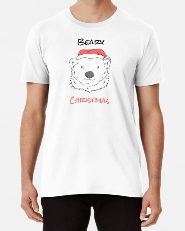 Футболка мужская новогодняя Stedman с принтом Beary Christmas Новогодний мишка L Белый (НГ83-9)