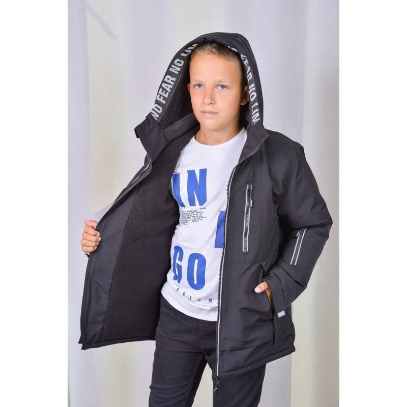 Парка для мальчика зимняя 140 см Черный с серым (2711415509)