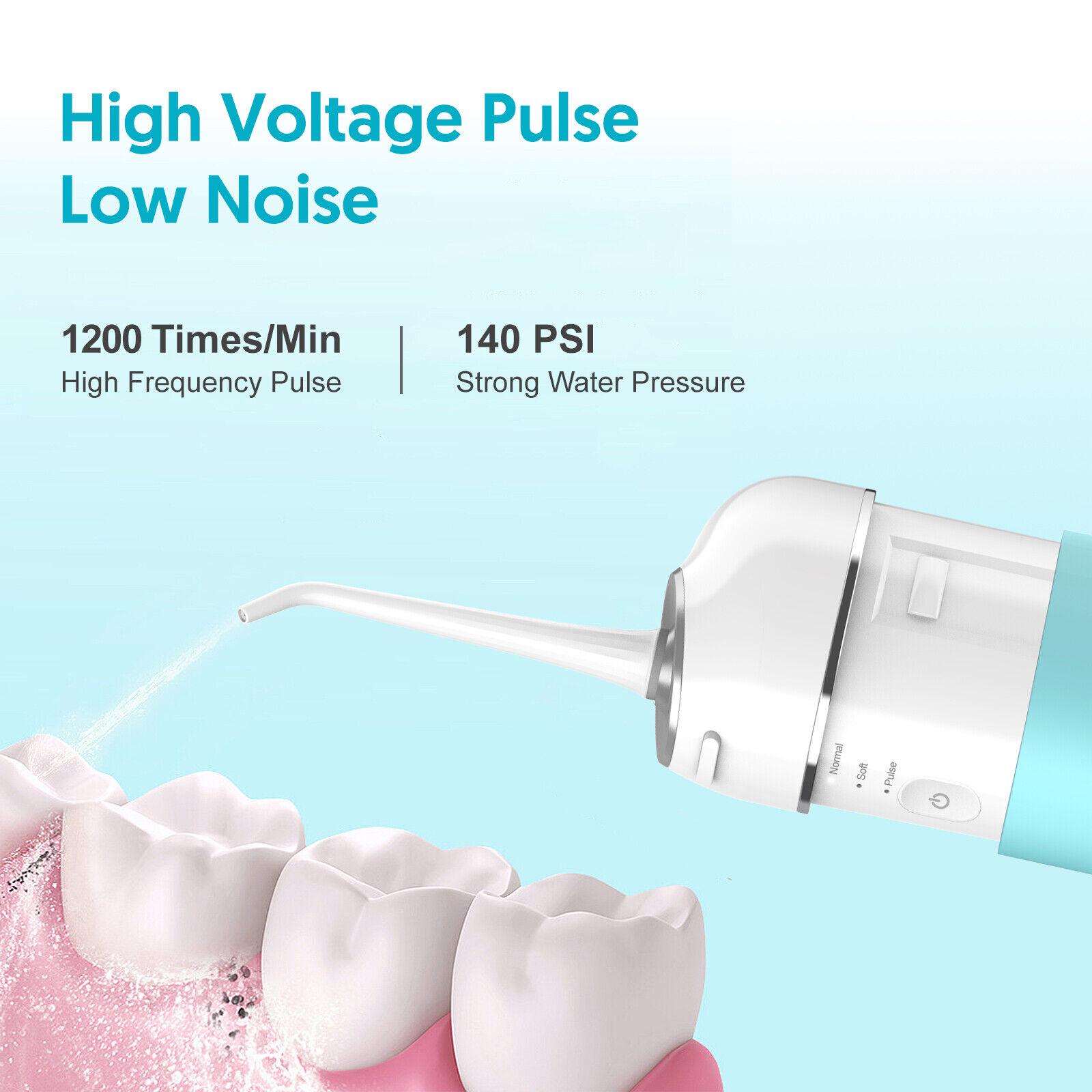 Ирригатор для полости рта портативный Portable Oral Irrigator и 4 сменные насадки Голубой - фото 4