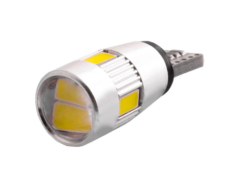 Автолампа светодиодная T10 W5W с обманкой и линзой 12 В SMD5630-6led Белый (1290)