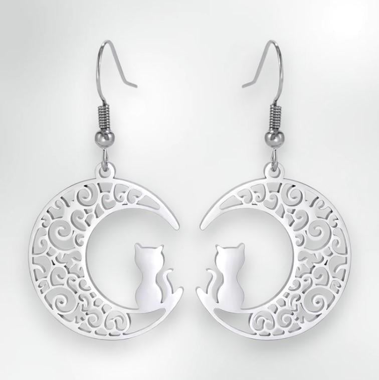 Серьги крючки женские LuxAurum297 котик на полумесяце с вырезанными узорами 5 см Серебристый (35473905) Серьги крючки женские LuxAurum297 котик на полумесяце с вырезанными узорами 5 см Серебристый (35473905)