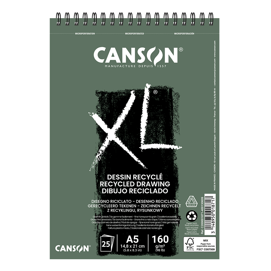 Альбом для графики Canson XL на спирале 25 л. 160 г/кв. м А5 Белый (C200001871)