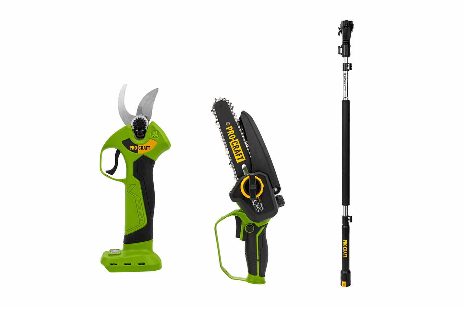 Набор Procraft PKA44 3в1 + ES28Li поворотная штанга/пила аккумуляторная и секатор с АКБ и зарядкой