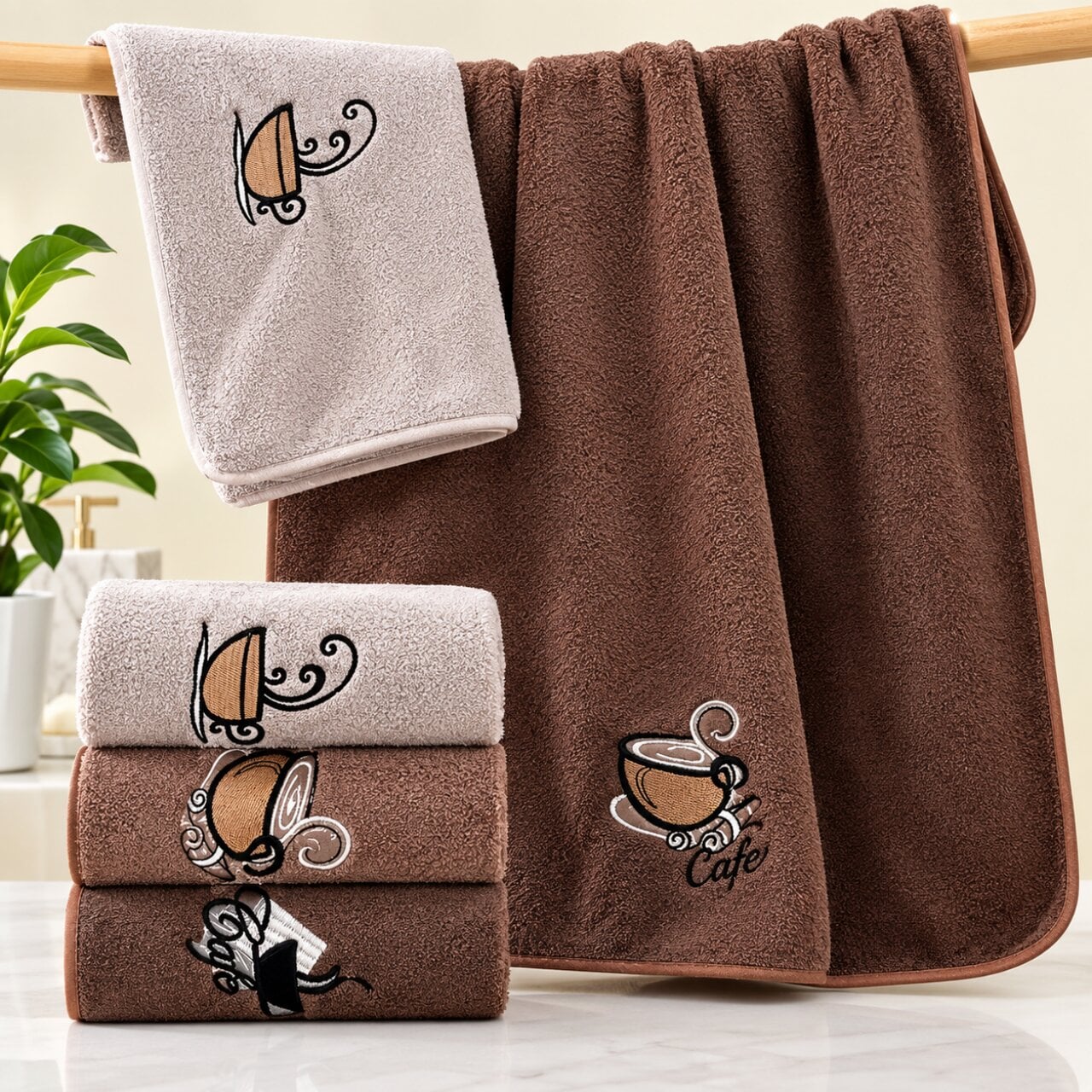 Набор кухонных полотенец Coffe однотонная микрофибра 5 шт. 35x75 см (204)