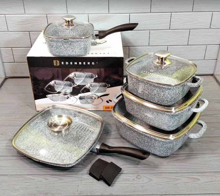 Набір посуду Edenberg EB-3989 з антипригарним мармуровим покриттям та турбо індукційним дном 10 пр. (27795680) - фото 3 Набір посуду Edenberg EB-3989 з антипригарним мармуровим покриттям та турбо індукційним дном 10 пр. (27795680) - фото 3