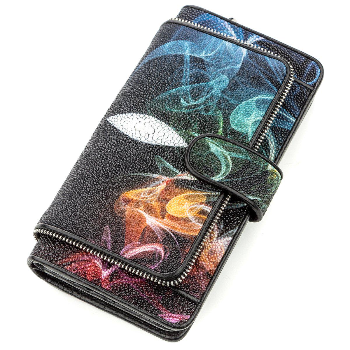Женский кошелек Stingray leather 18642 кожаный Черный
