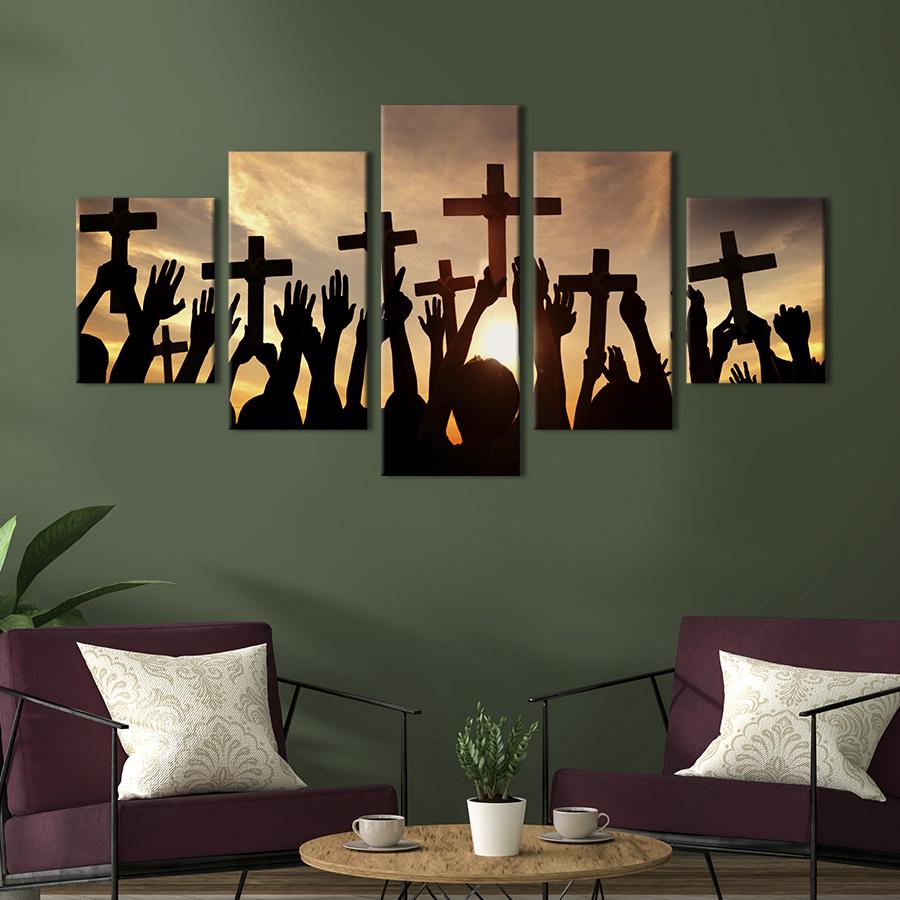 Модульная картина из 5 частей на холсте Религиозная процессия 162x80 см (465-52)