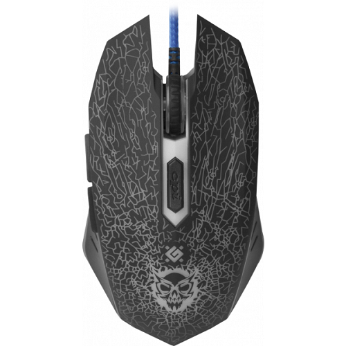 Мышка Defender Shock GM-110L игровая проволочная 6кн 3200dpi с ковриком подсветка Black