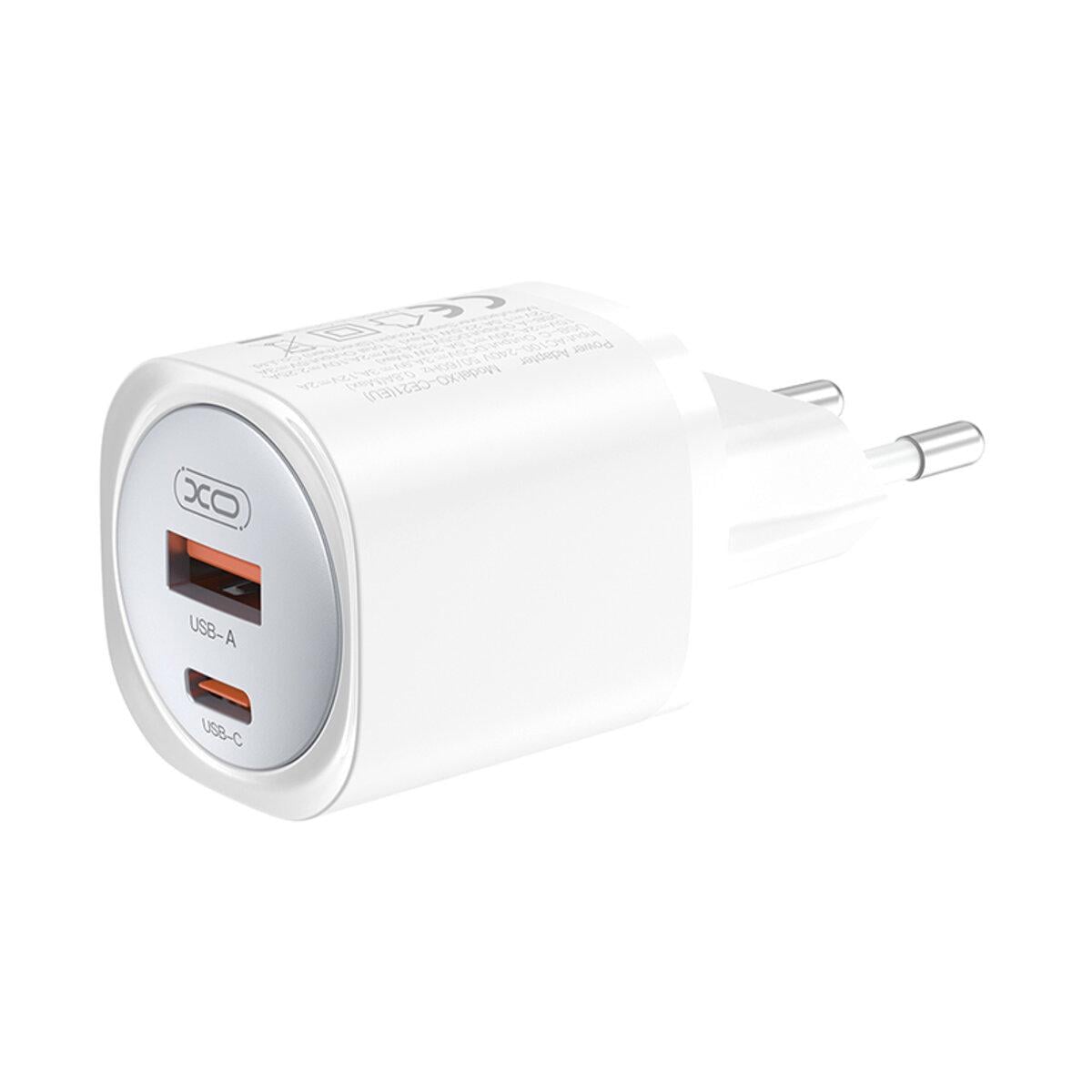 Зарядний пристрій мережевий Xo CE21 PD30 W/PPS33 W 1USB-A/1USB-C Білий Зарядний пристрій мережевий Xo CE21 PD30 W/PPS33 W 1USB-A/1USB-C Білий