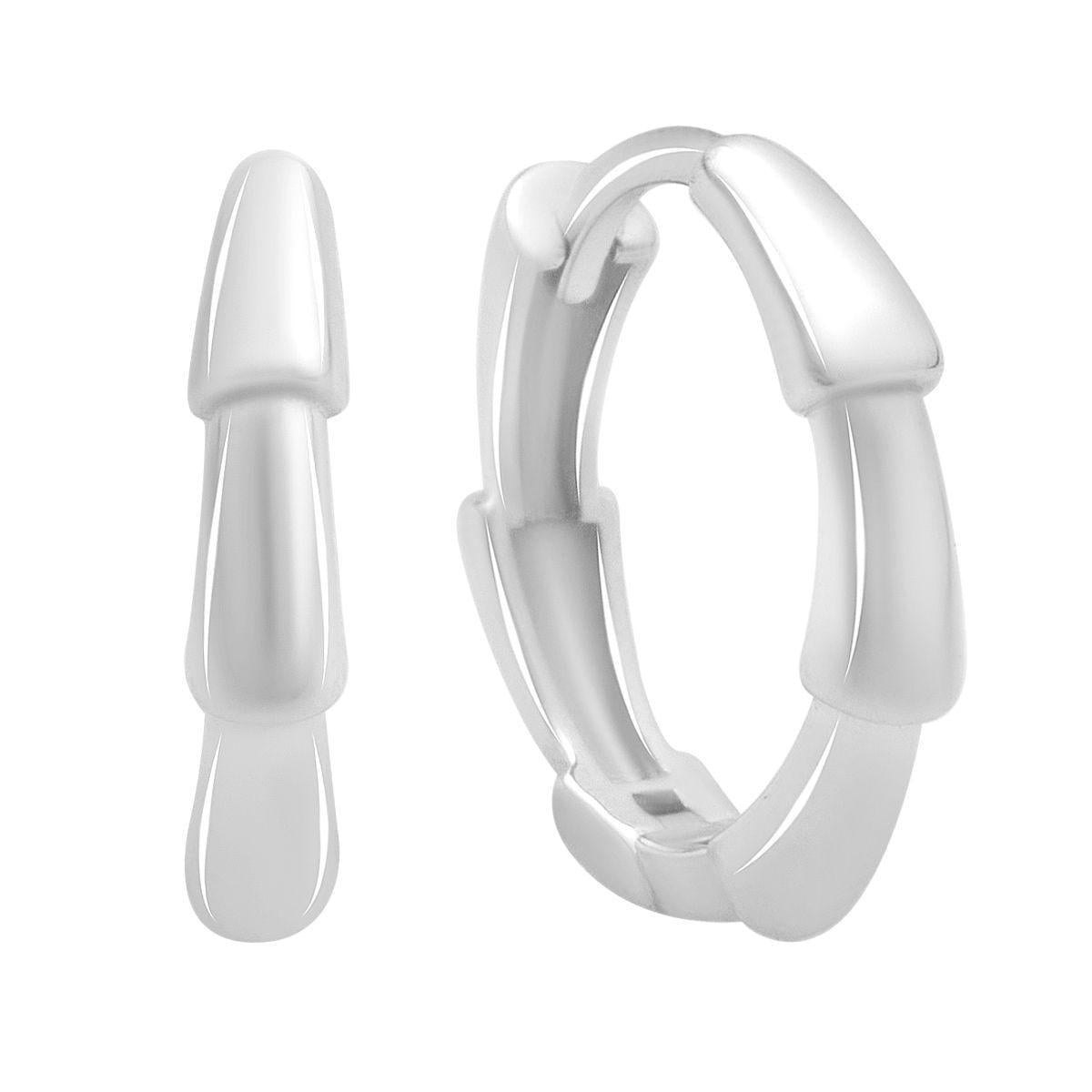 Серьги серебряные LoveR в форме сегментированного кольца без вставок с английским замком