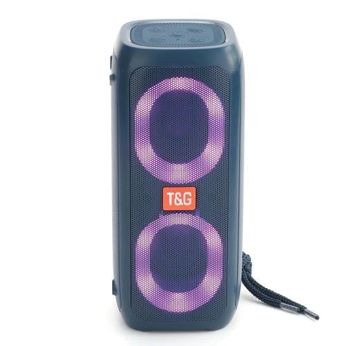 Портативная колонка T&G 333 2x5W с RGB подсветкой Blue