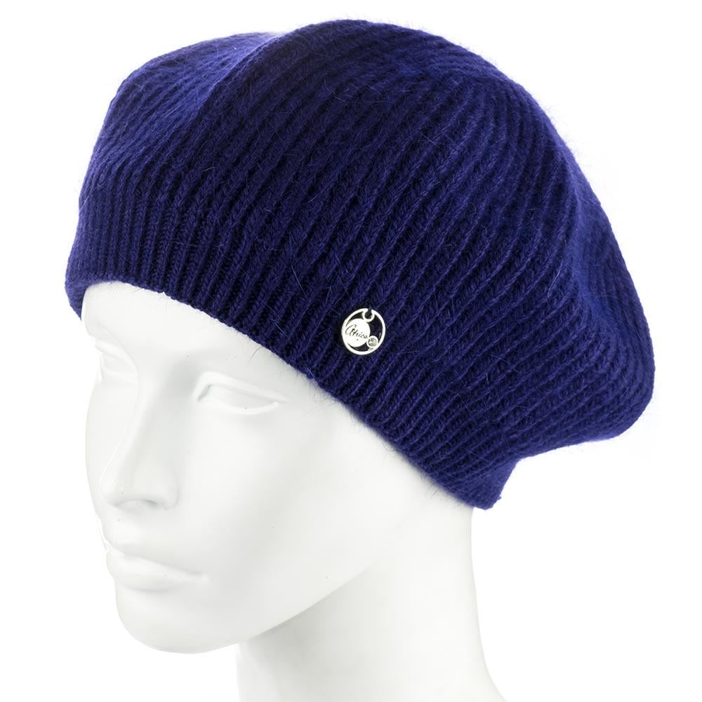 Берет женский ангоровый Atrics WH911 с узором двойной Синий