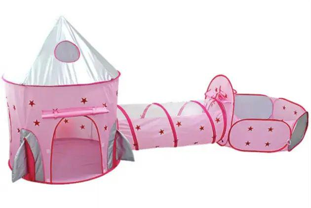 Палатка детская игровая с туннелем и сухим бассейном 105x135 см Розовый (opt-102801) Палатка детская игровая с туннелем и сухим бассейном 105x135 см Розовый (opt-102801)