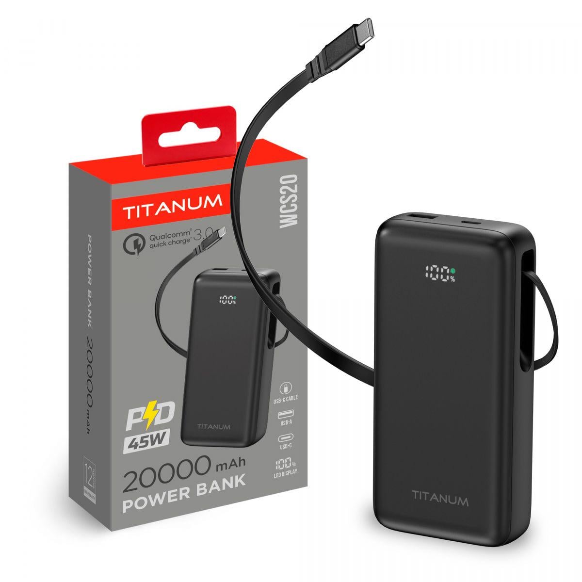 Повербанк TITANUM WCS20 PD45W 20000 mAh Black Повербанк TITANUM WCS20 PD45W 20000 mAh Black