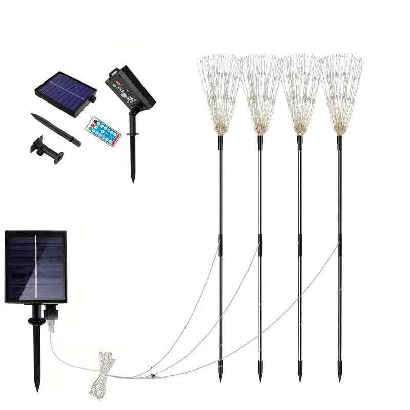 Набір світильників на сонячній батареї садових Феєрверк з пультом 4 шт. Синьо-рожевий (MX-00009081)