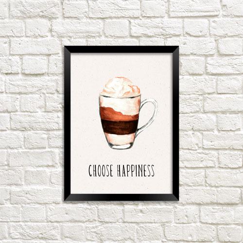 Постер в рамці Choose happiness 21х30 см A4 (MT4_COF006_BL)