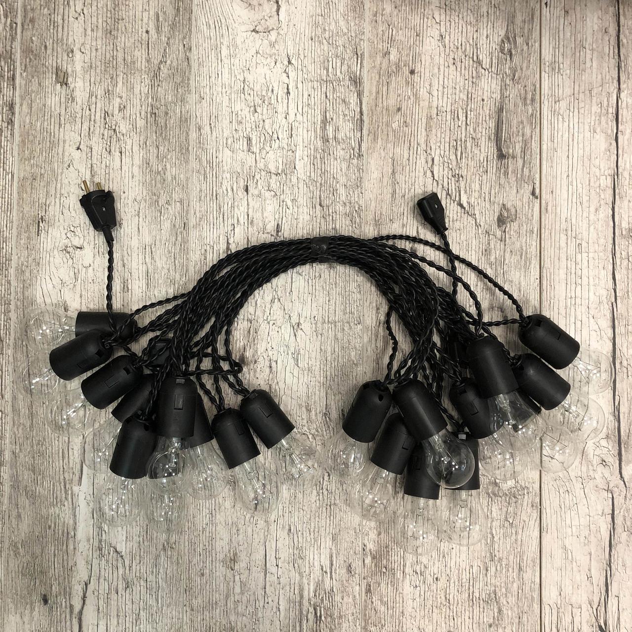 Ретро гірлянда для приміщень Alphatrade 10 м 20 ламп розжарювання Чорний (120091)