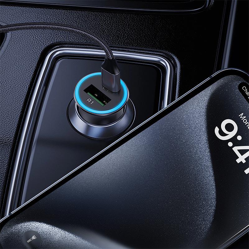 Зарядний пристрій в авто Acefast B16 95 Вт USB-A/USB-C швидка зарядка PD/QC Grey (24464) - фото 6
