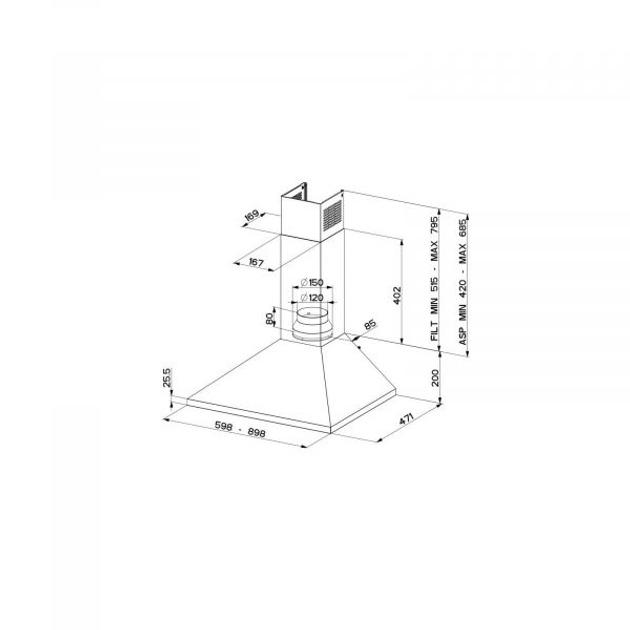 Витяжка купольна Faber Value Pb Bk 145 Вт 430 м³/ч Чорний (616354) - фото 2