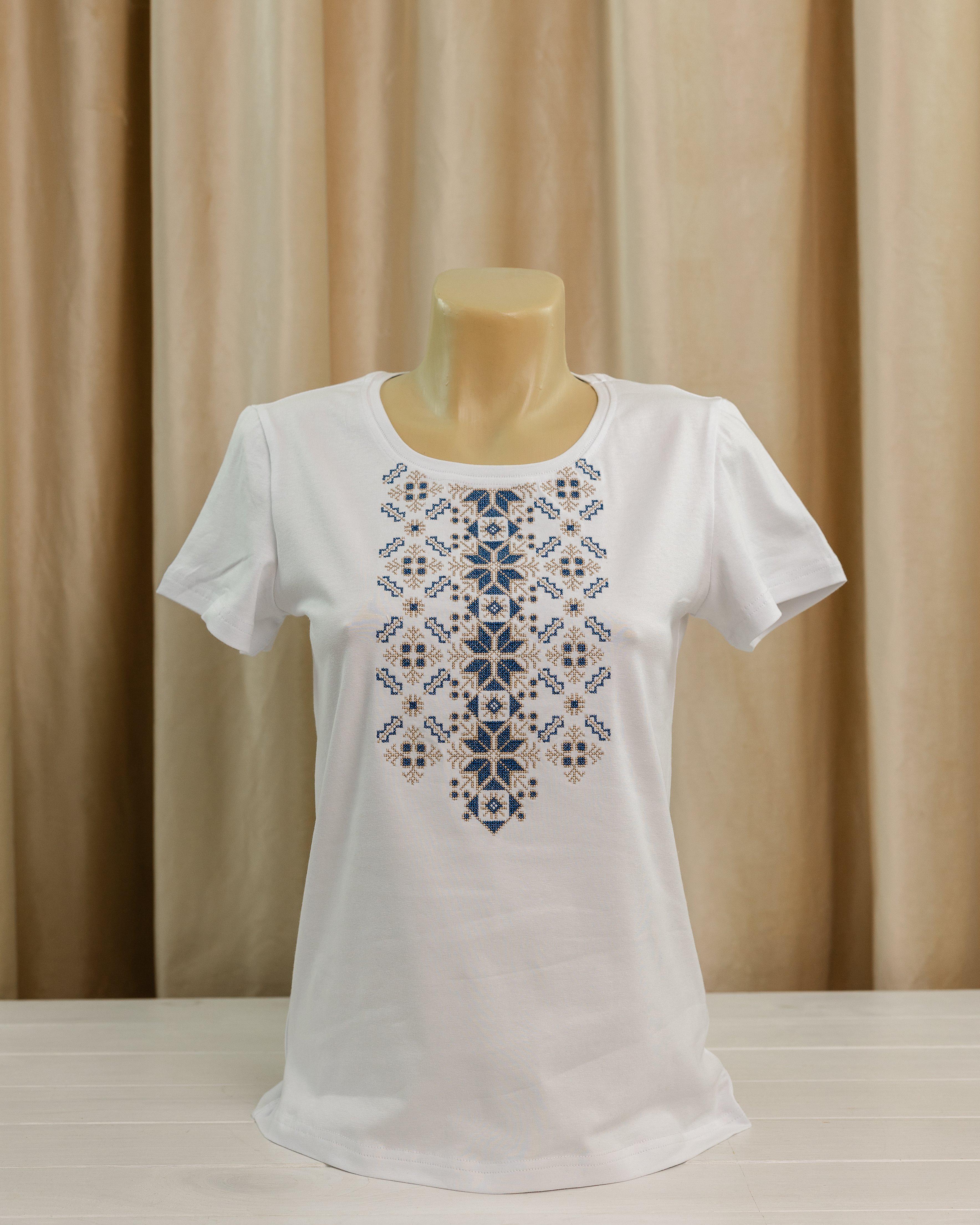 Футболка женская вышиванка Казимира XRmaster M Белый/Голубой (0002457-M)