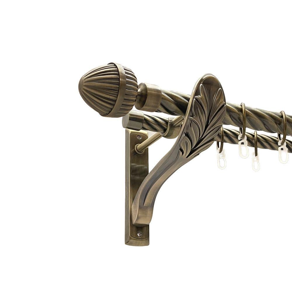 Карниз металлический Orvit Одеон двухрядный ретро скрученная труба/кольцо металлическое Антик 25/19 мм 200 см (00-00016447)