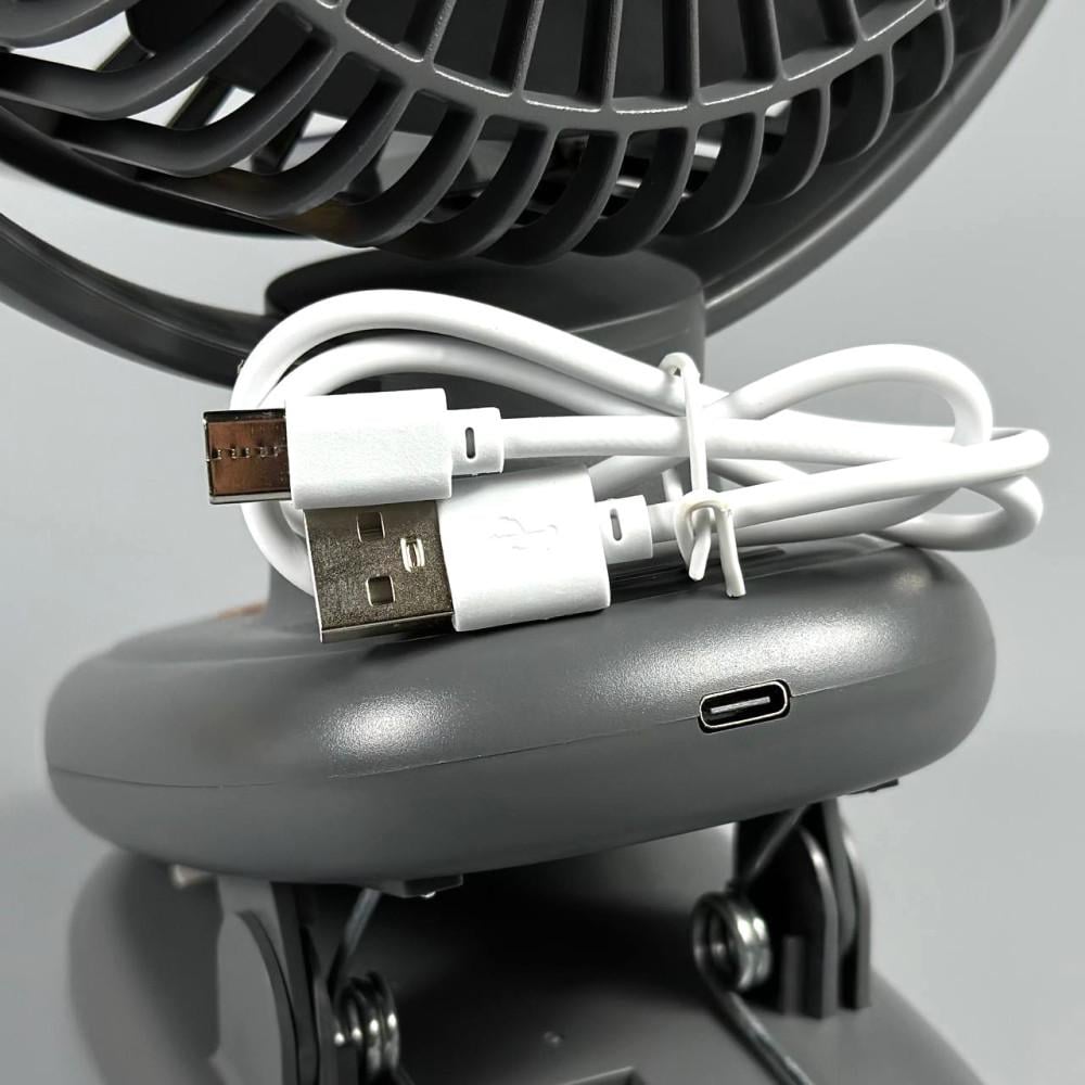 Вентилятор портативний настільний S6 3в1 2400mAh на прищіпці/з дисплеєм/з вбудованим акумулятором Grey ( S6 3in1) - фото 14