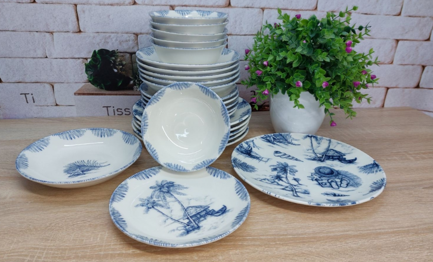 Сервиз столовый OMS TULU фарфор 6 персон 24 шт. Ocean Blue (KL24-Ocean)