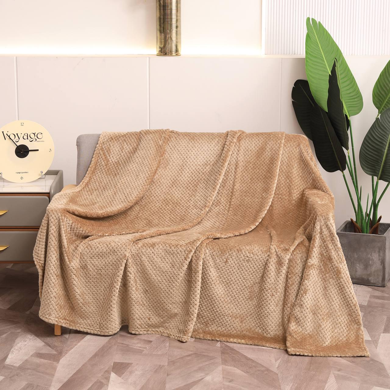 Плед-покривало Malloory Home Велюр Бамбук 180x200 см Бежевий (1859-1) - фото 1
