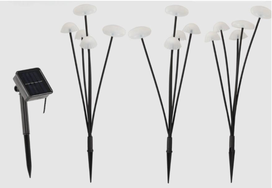Фонарь-светильник Garden Line SOL6100 солнечный садовый в форме грибов 43 см 15 LED Белый теплый свет