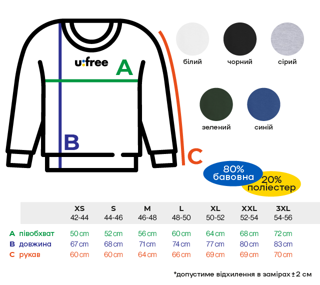 Свитшот унисекс UFree Shop с принтом Вінниця-місто здійснення мрій 3XL Черный (S-0228-2-3XL) - фото 3