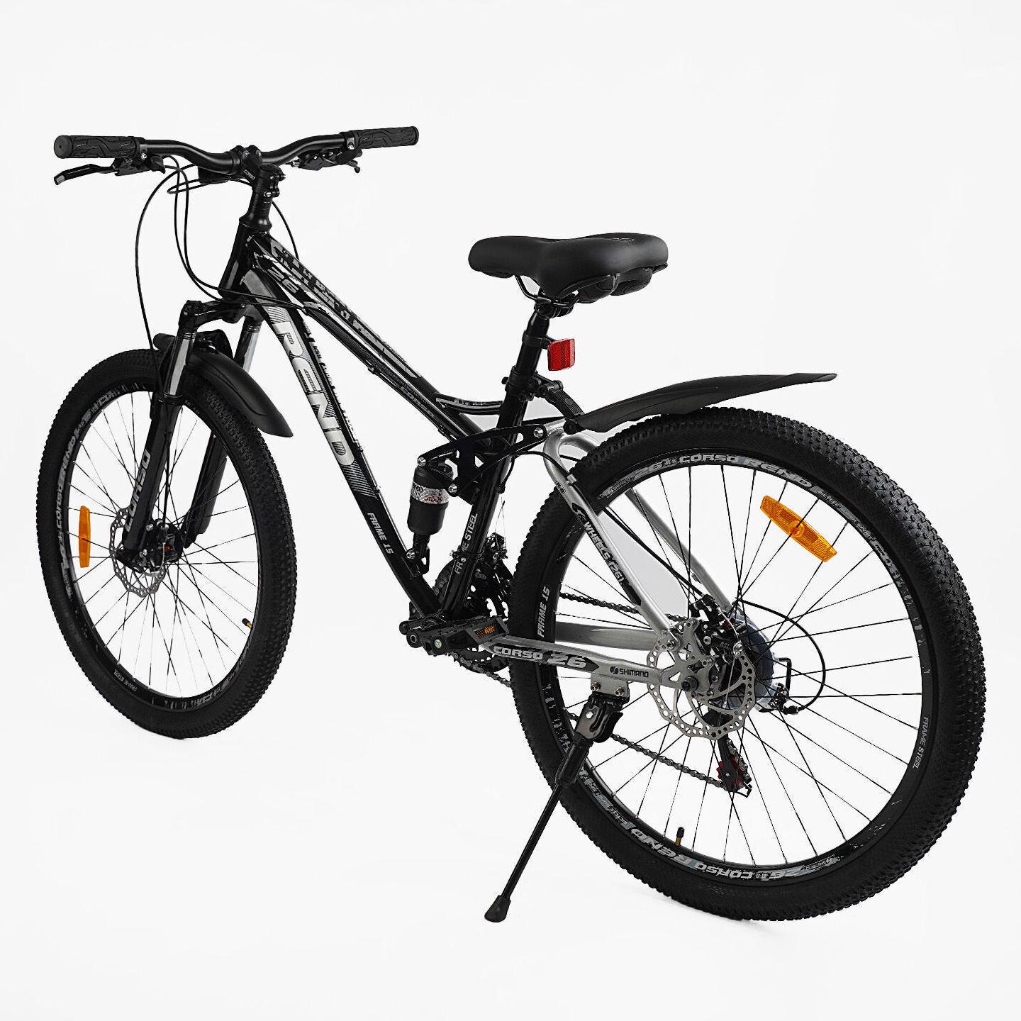 Велосипед горный двухподвесной Corso Rend 26"/15" Черный (799511622) - фото 3 Велосипед горный двухподвесной Corso Rend 26"/15" Черный (799511622) - фото 3