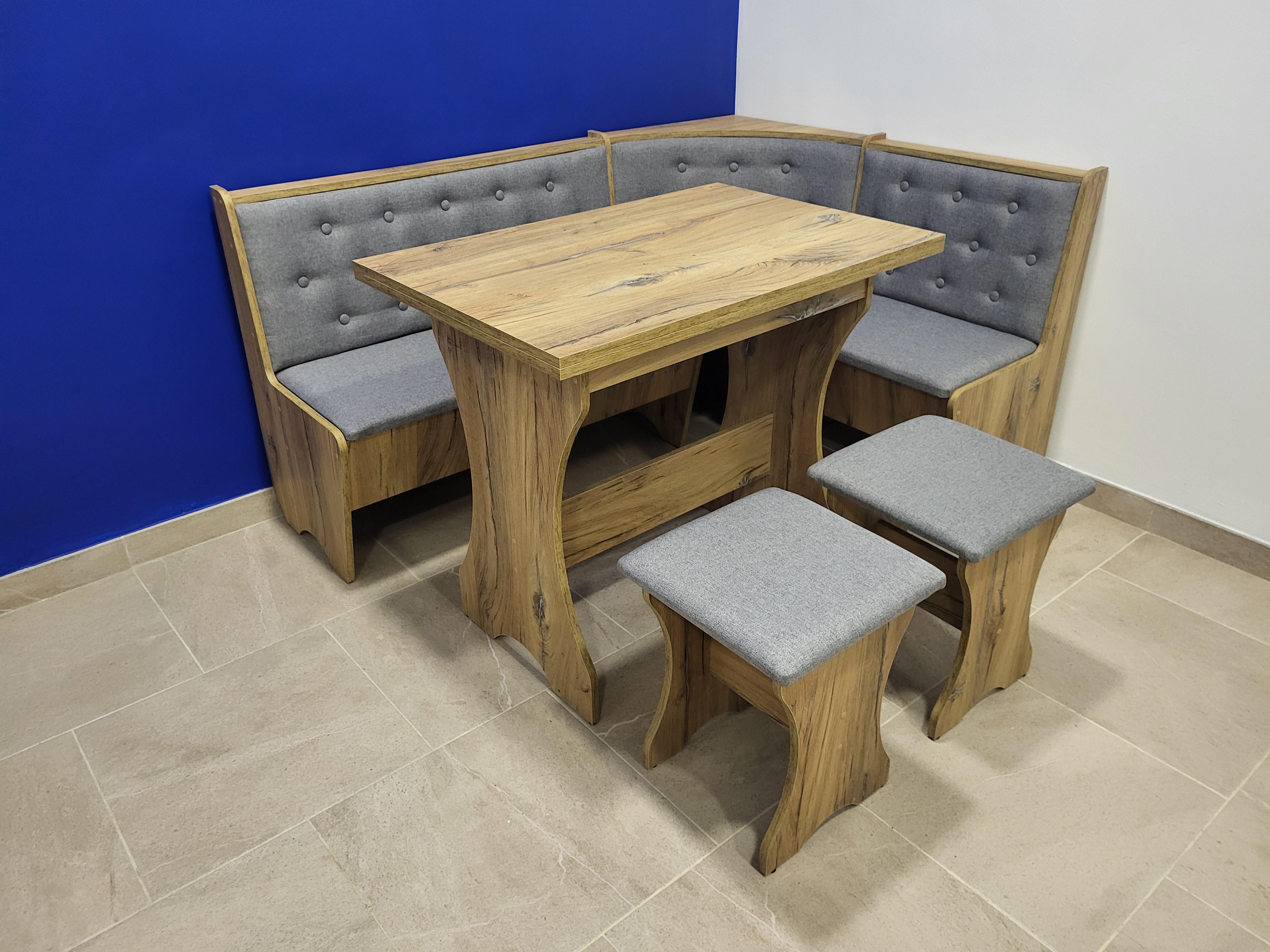 Кухонный уголок Семейный со столом и 2 табуретками 113,5х153,5 см Дуб Флагшток/Сильвер (KSTT-DF-S)