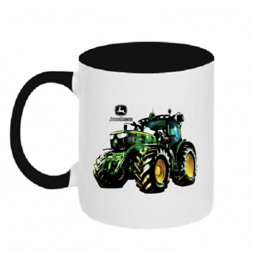 Чашка керамічна двоколірна John Deere Tractor and logo 320 мл Чорно-білий (11236835-17-169142)